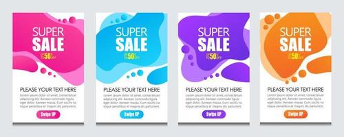 Dynamic modern fluid mobile for sale banners. Sale banner template design, Super sale special offer set. Best offer template. vector