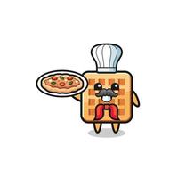 waffle character as Italian chef mascot vector