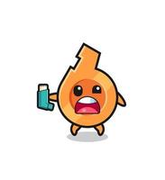 whistle mascot having asthma while holding the inhaler vector