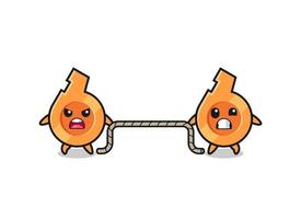 cute whistle character is playing tug of war game vector