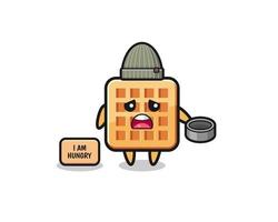 cute waffle beggar cartoon character vector