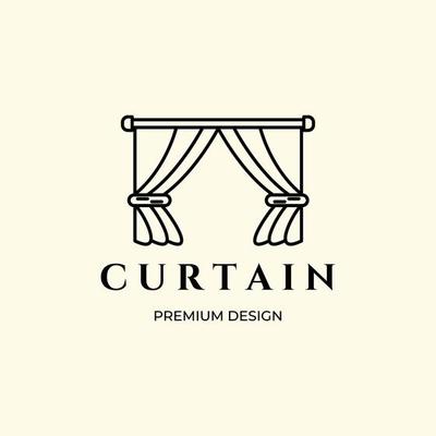 curtain line art icon logo minimalist vector illustration design