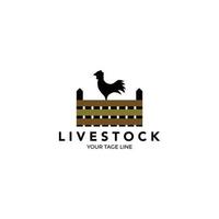 chicken fence line art minimalist logo vector illustration design