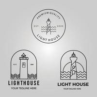 set light house logo icon line art minimalist illustration design creative vector