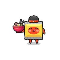 snack as Chinese chef mascot holding a noodle bowl vector