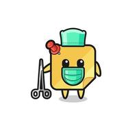 surgeon sticky notes mascot character vector