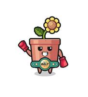 sunflower pot boxer mascot character vector