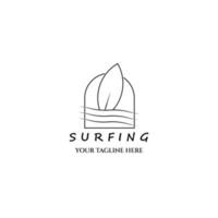 surfing line art icon logo minimalist vector illustration