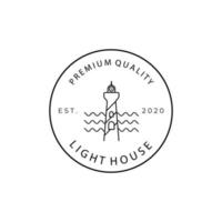 lighthouse line art minimalist logo vector illustration design
