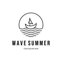 wave ocean summer logo minimalist line art design vector creative illustration