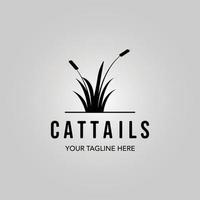 cattails logo vintage vector minimalist illustration design