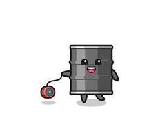 cartoon of cute oil drum playing a yoyo vector