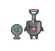 cute shovel is standing in front of the fan vector