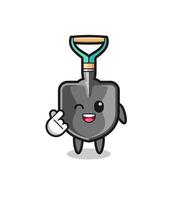 shovel character doing Korean finger heart vector