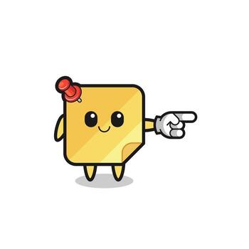 sticky notes mascot with pointing right gesture vector