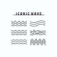 set ocean sea line art waves vector illustration flat simple icons symbols