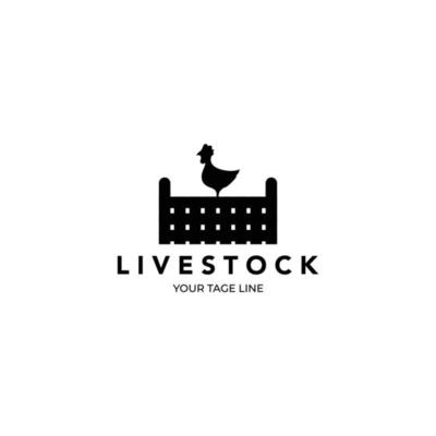 chicken line art minimalist logo vector illustration design fence