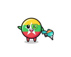 myanmar flag cartoon as future warrior mascot vector
