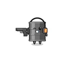 illustration of oil drum cartoon doing shooting range vector