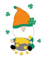 Happy Patrick's Day with cute gnomes. Designed in green tones vector