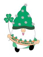 Happy Patrick's Day with cute gnomes. Designed in green tones vector