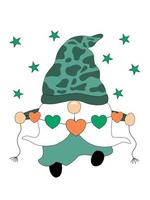 Happy Patrick's Day with cute gnomes. Designed in green tones vector