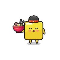 folder as Chinese chef mascot holding a noodle bowl vector