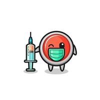 emergency panic button mascot as vaccinator vector