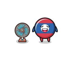 cute laos flag is standing in front of the fan vector