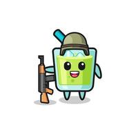 cute melon juice mascot as a soldier vector