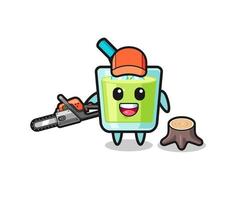 melon juice lumberjack character holding a chainsaw vector