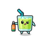 cute melon juice holding mosquito repellent vector