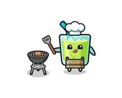 melon juice barbeque chef with a grill vector