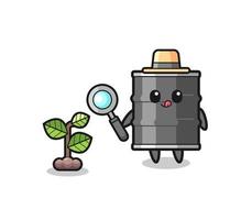 cute oil drum herbalist researching a plants vector