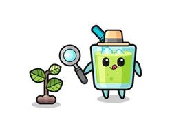 cute melon juice herbalist researching a plants vector