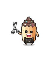 cupcake character as barbershop mascot vector