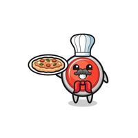 emergency panic button character as Italian chef mascot vector