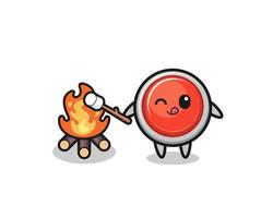 emergency panic button character is burning marshmallow vector