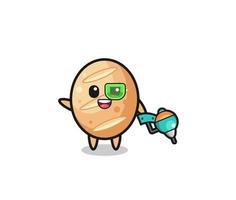 french bread cartoon as future warrior mascot vector