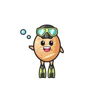 the french bread diver cartoon character vector