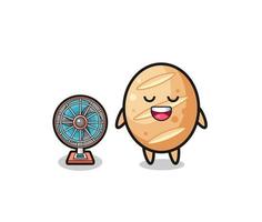 cute french bread is standing in front of the fan vector