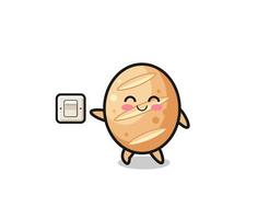 cartoon french bread is turning off light vector