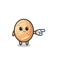 french bread mascot with pointing right gesture vector