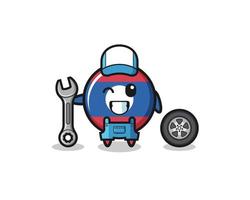 the laos flag character as a mechanic mascot vector