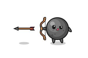 illustration of cannon ball character doing archery vector