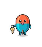 cute capsule as a real estate agent mascot vector