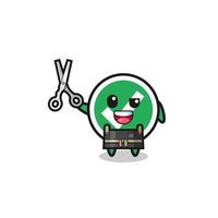 check mark character as barbershop mascot vector