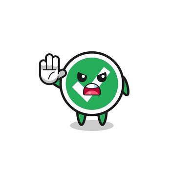check mark character doing stop gesture vector