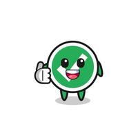 check mark mascot doing thumbs up gesture vector