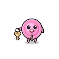 cute clothing button as a real estate agent mascot vector